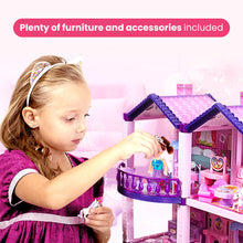 Load image into Gallery viewer, Dollhouse with 4 Princesses, 4 Unicorns, Dog, Furniture and Accessories