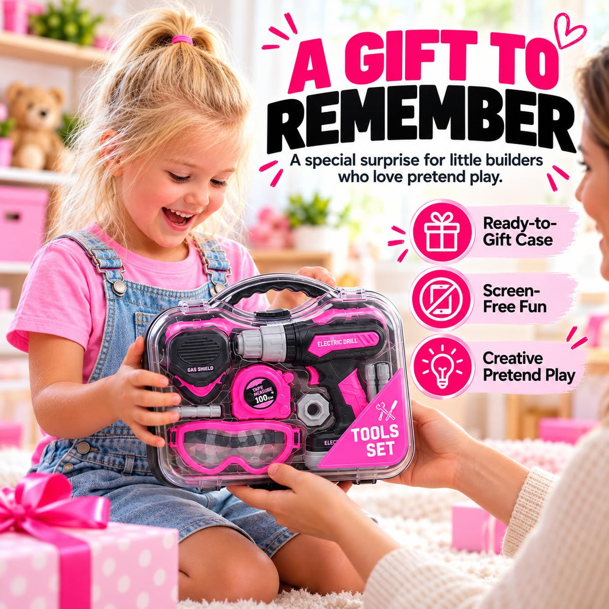 Kids Tool Set with Electric Toy Drill · Pink – image 9 of 9