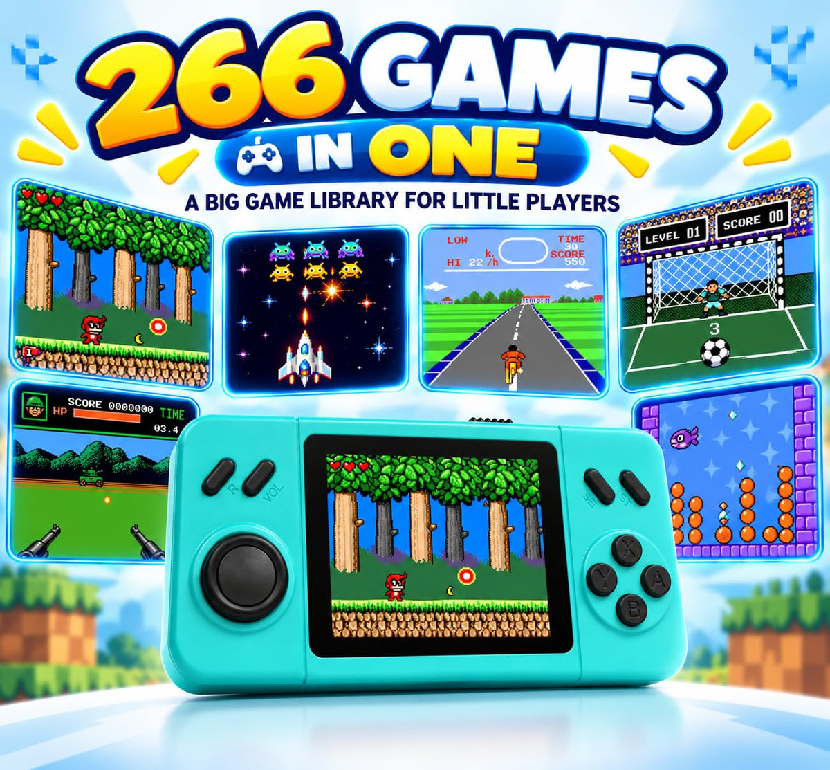 TOMLEON Handheld Game Console for Kids · 266 Games · Turquoise – image 2 of 7