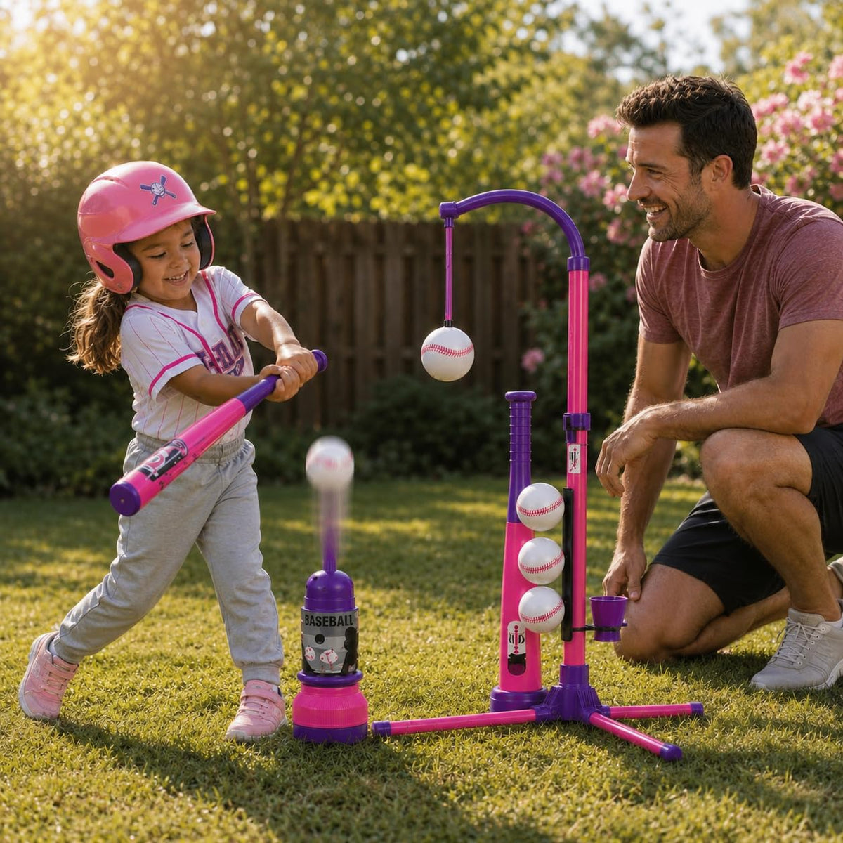 3-in-1 Baseball Set for Kids and Toddlers Ages 3-5 · Pink & Purple – image 8 of 8