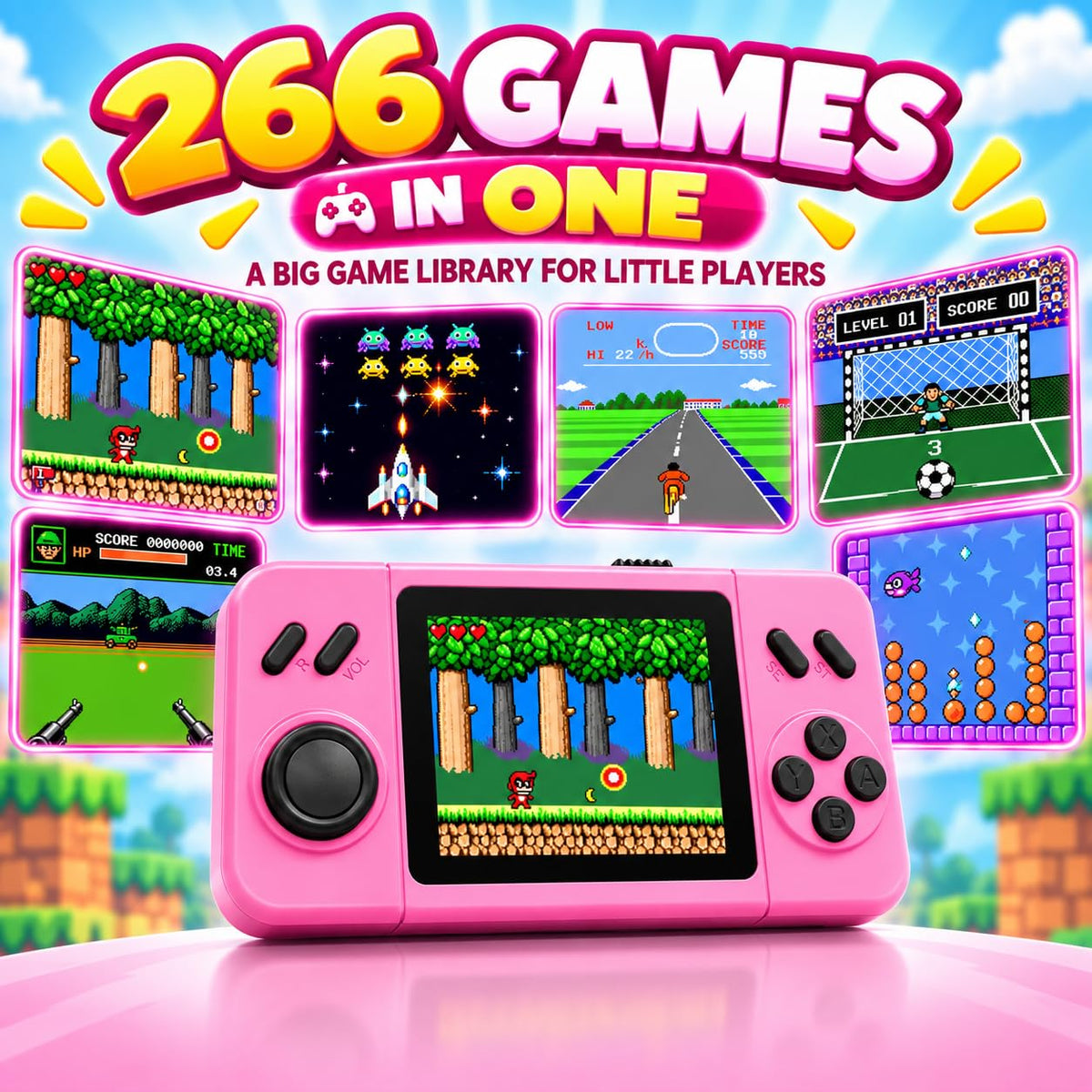 TOMLEON Handheld Game Console for Kids · 266 Games · Pink – image 2 of 7