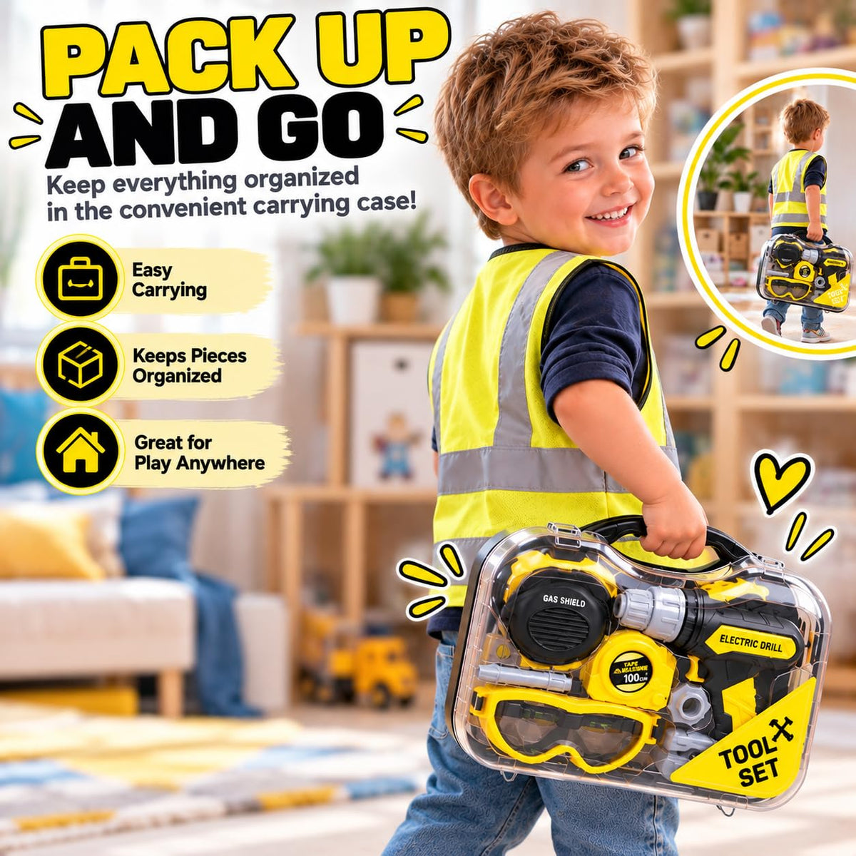 Kids Tool Set with Electric Toy Drill · Yellow – image 4 of 8