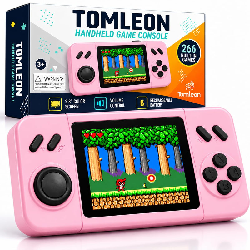 TOMLEON Handheld Game Console for Kids · 266 Games · Pink