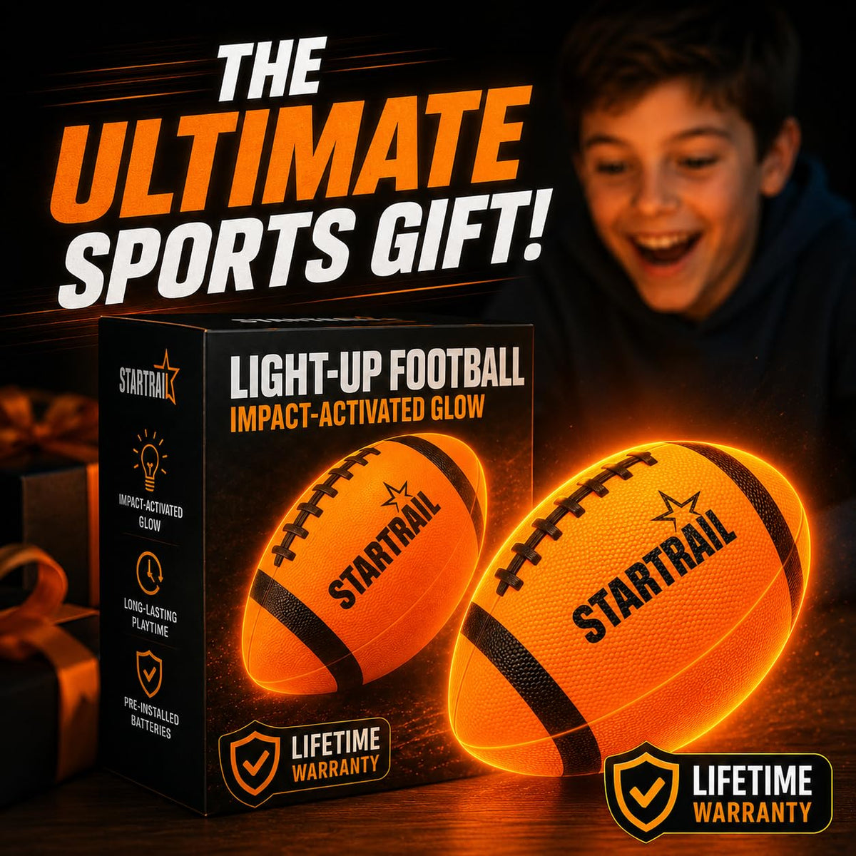 TOMLEON Glow in The Dark Football · Orange – image 7 of 8