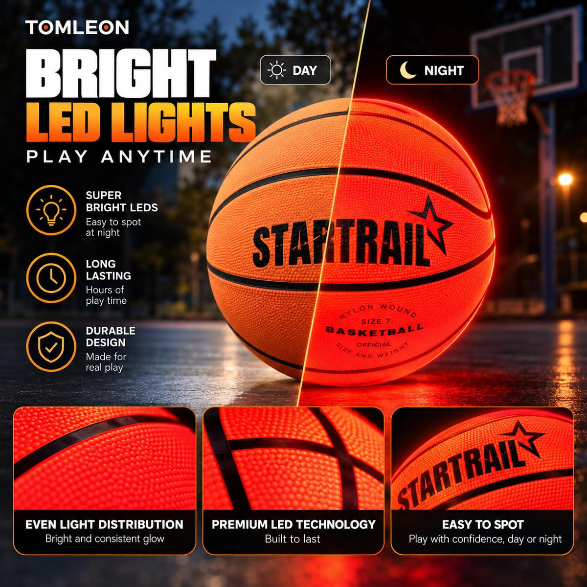 TOMLEON Light Up Basketball – image 8 of 9
