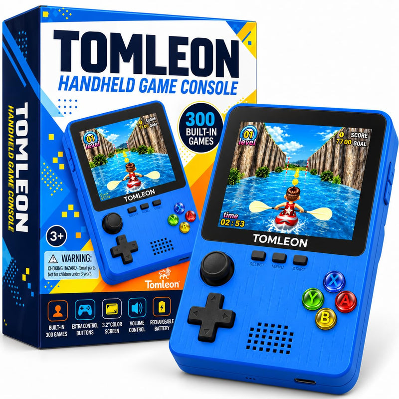 TOMLEON Handheld Game Console for Kids · 300 Games · Blue