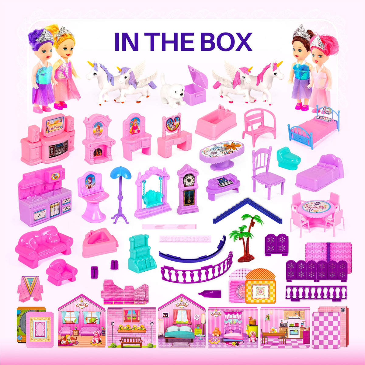 Princesses & Unicorns Dollhouse for Girls Ages 2-8 · 4 Princesses – image 2 of 9