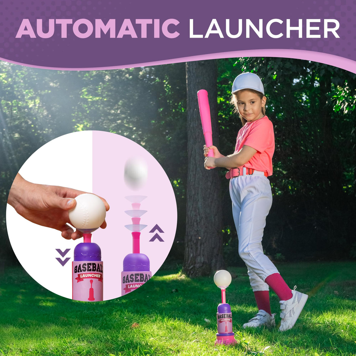 T Ball Stand for Kids and Toddlers 1-3 · Pitching Machine · Pink – image 8 of 9