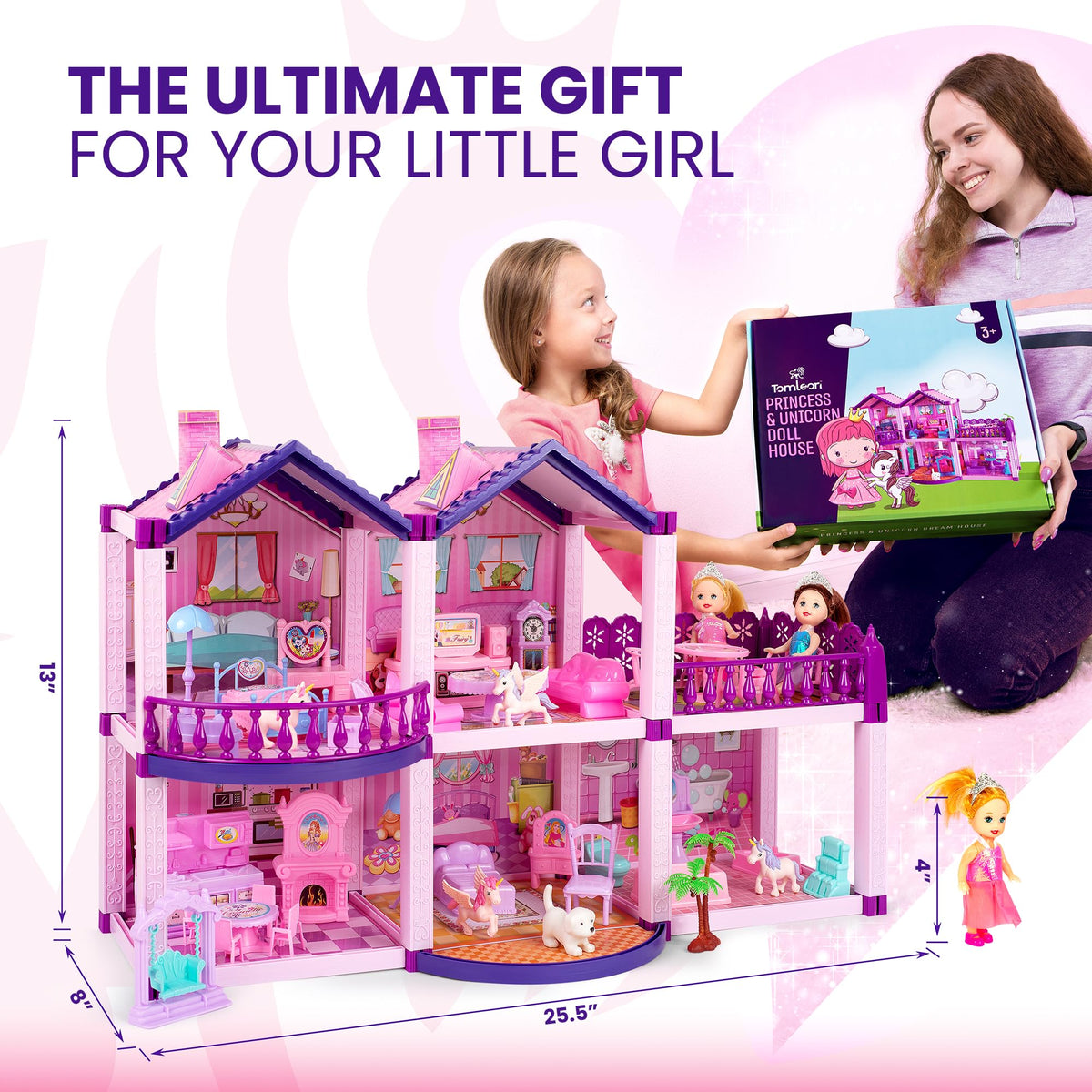 Princesses & Unicorns Dollhouse for Girls Ages 2-8 · 2 Princesses – image 3 of 8