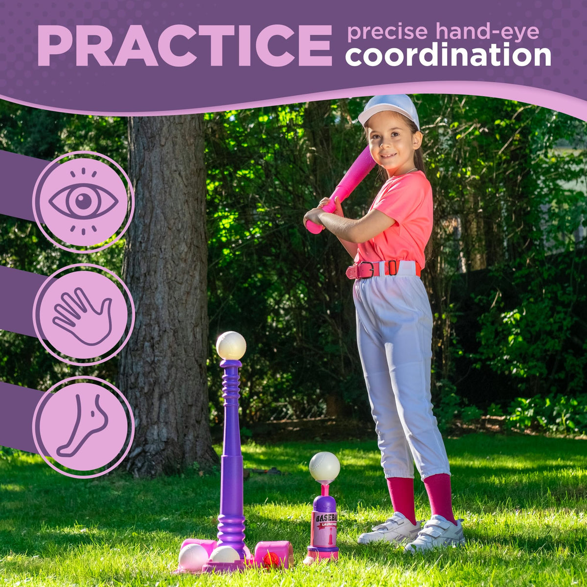 T Ball Stand for Kids and Toddlers 1-3 · Pitching Machine · Pink – image 4 of 9
