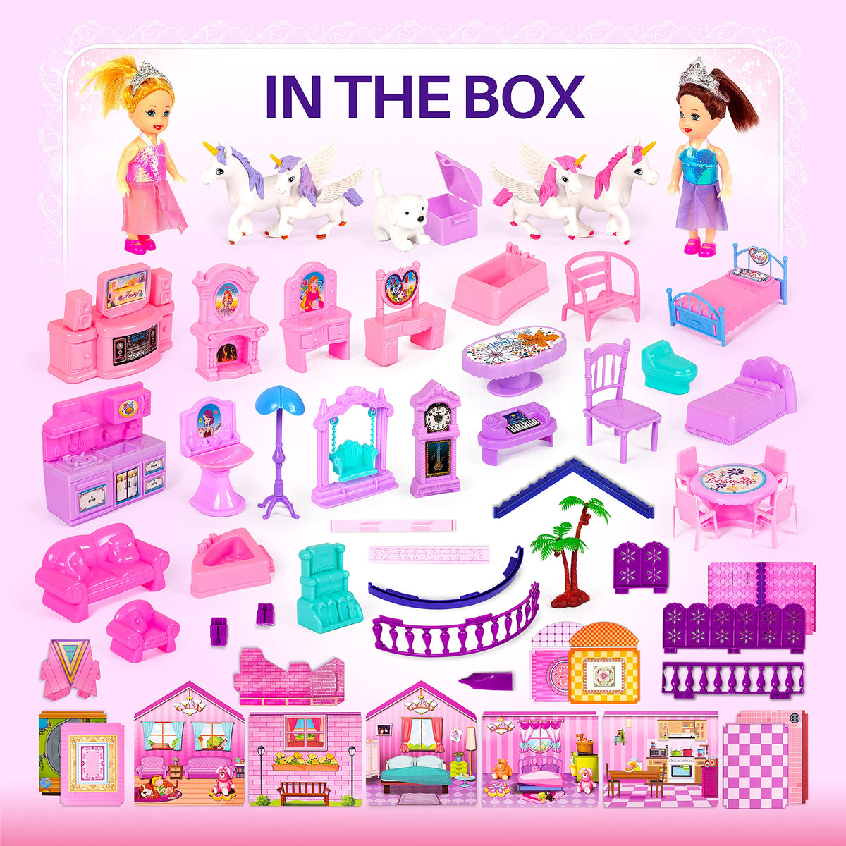 Princesses & Unicorns Dollhouse for Girls Ages 2-8 · 2 Princesses – image 2 of 8